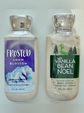 2 NEW Bath & Body Works Lotions: Frosted Snow Blossom & Vanilla Bean Noel Body